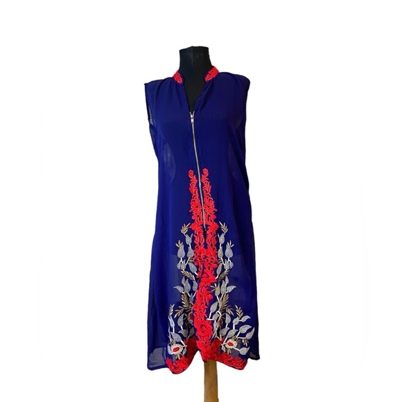 Blue Sheer Embroidered Kurta - Picture 7 of 16